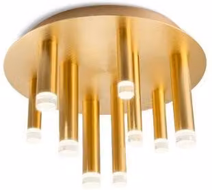 Plafoniera LED Redo Group Madison in metallo oro/ottone e vetro trasparente per soggiorno e camera da letto