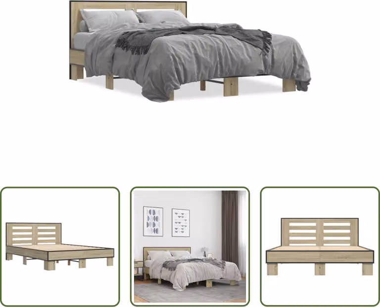 The Living Store Giroletto rovere Sonoma 140x190 cm Materiale a base di legno e metallo