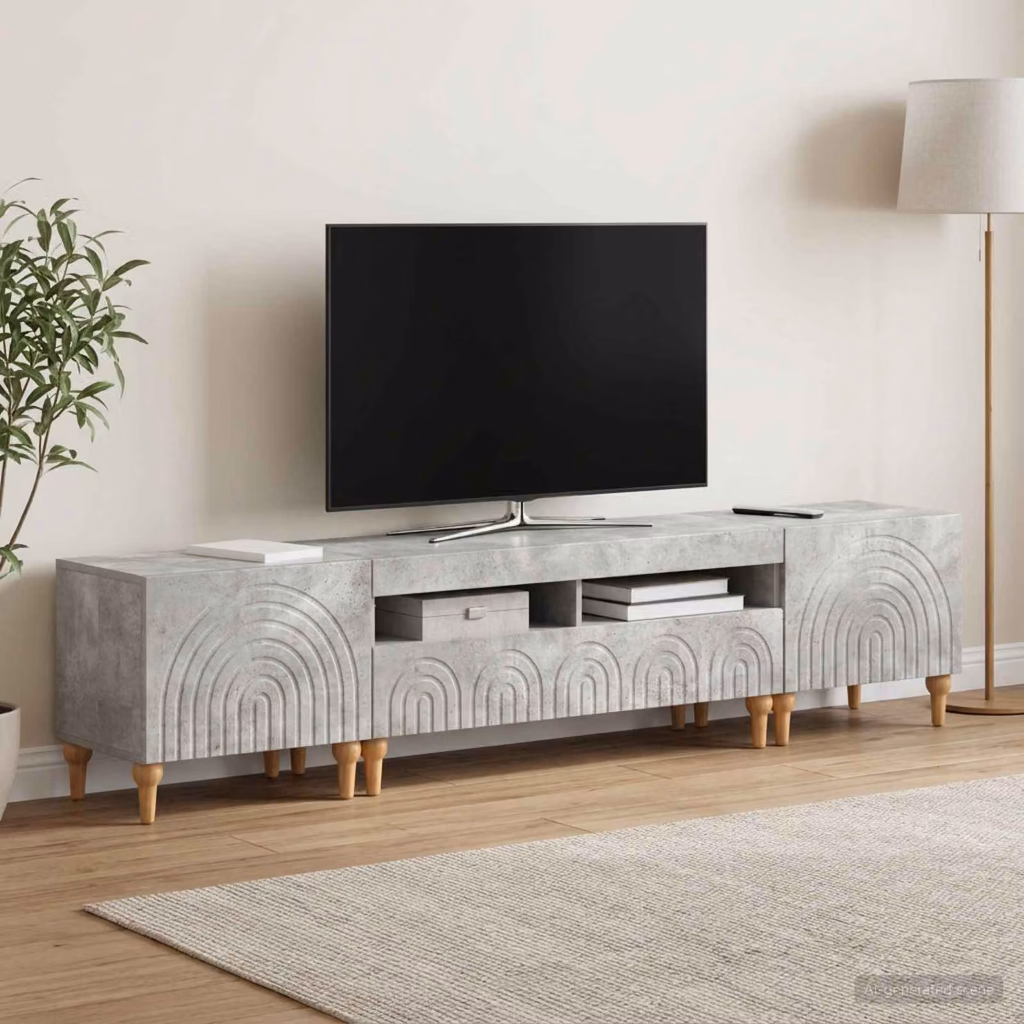 Mobile TV LED vidaXL in legno ingegnerizzato MDF Grigio Cemento Moderno