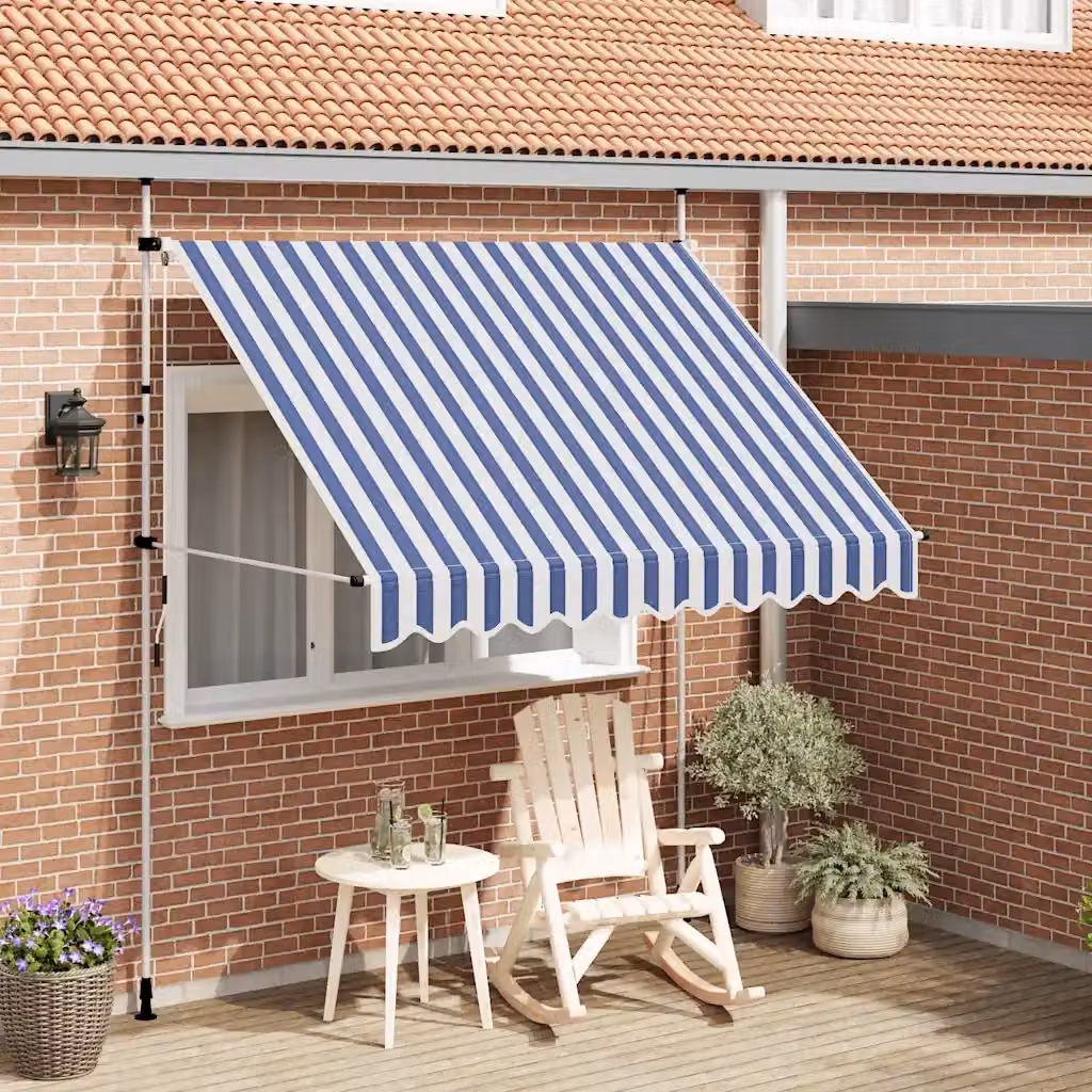 Tenda da sole retrattile manuale DESIGN IN a strisce blu e bianche in poliestere e acciaio, L: 250 cm – 2