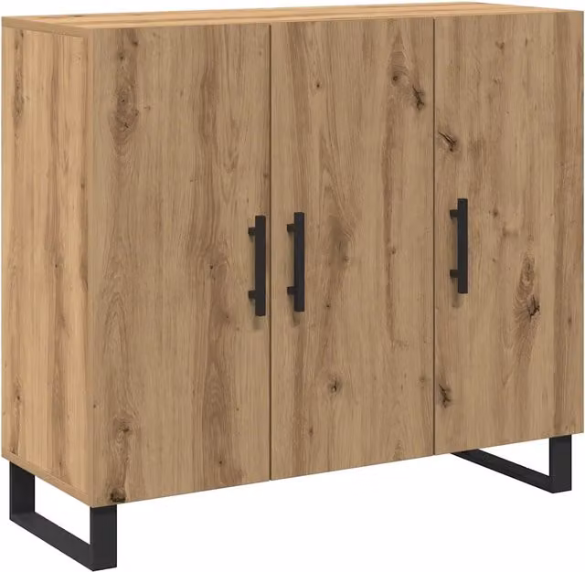 Credenza moderna in legno Rovere color marrone, Madia e Buffet da pranzo artigianale, L 90 x P 34 x H 80 cm