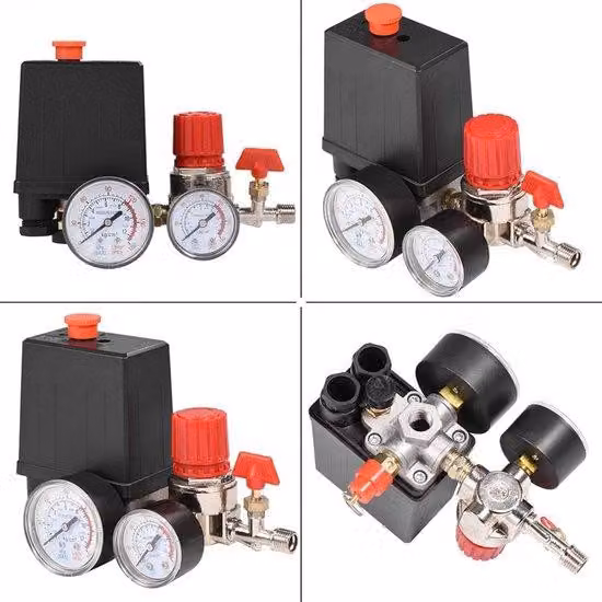 Compressore d'aria con pressostato - Valvola di regolazione - Componenti di sicurezza per compressori - Valvola di regolazione con manometro