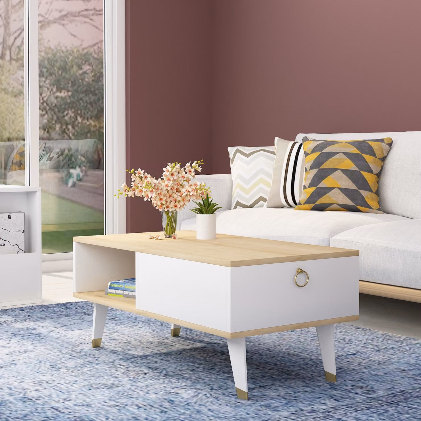 Skye Decor, Delux - Zaffiro, Bianco, Couchtische, Saphir, 90 x 42,4 x 45 cm