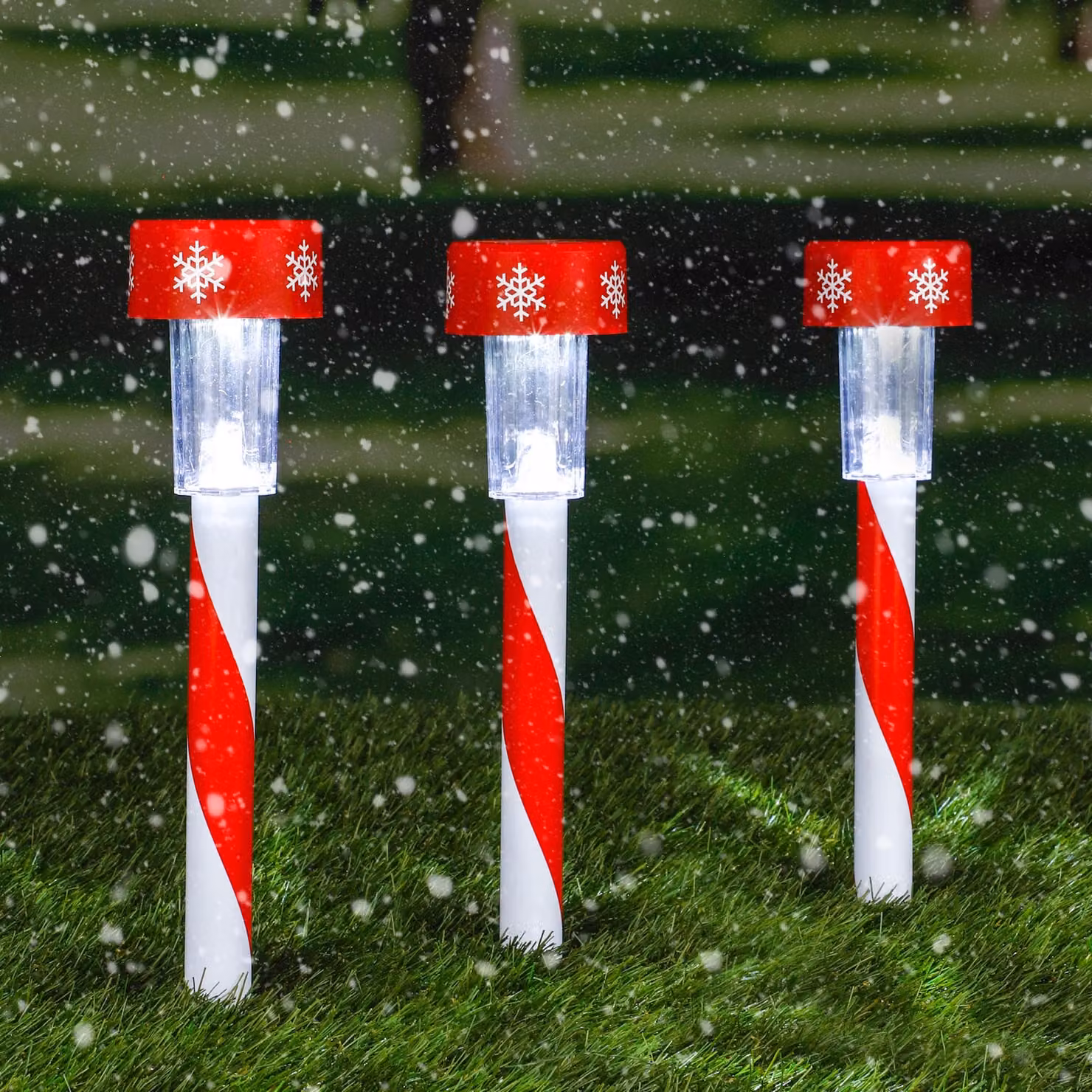 LED Solar Christmas Plug - Set di 3 - Rosso/Bianco