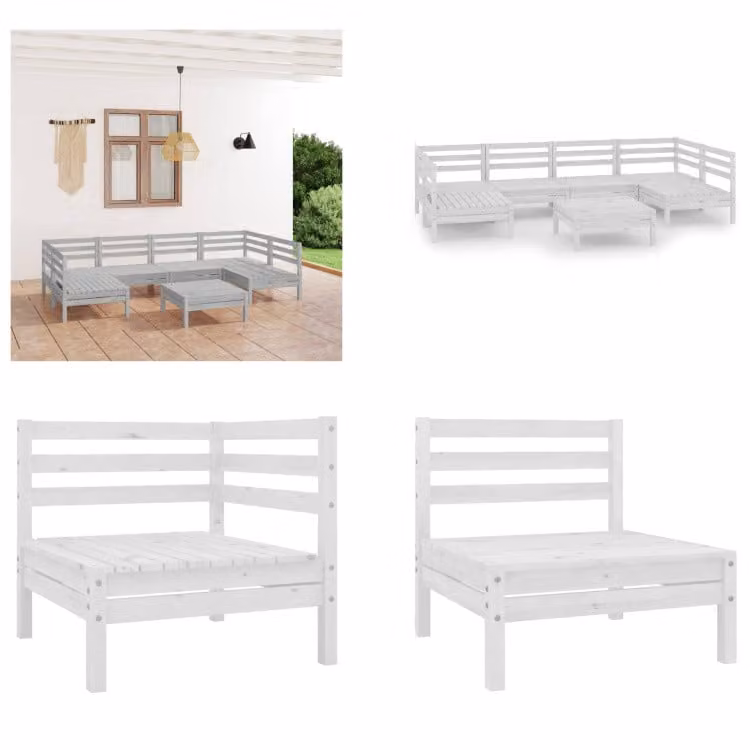 vidaXL set salotto da giardino 7 pezzi pino massiccio bianco - Set mobili da giardino - Set mobili da giardino - Set mobili da giardino - Set mobili da giardino