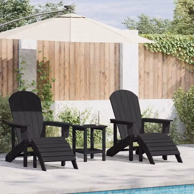 Sedia da Giardino 2 pz Nero Polietilene 3335844