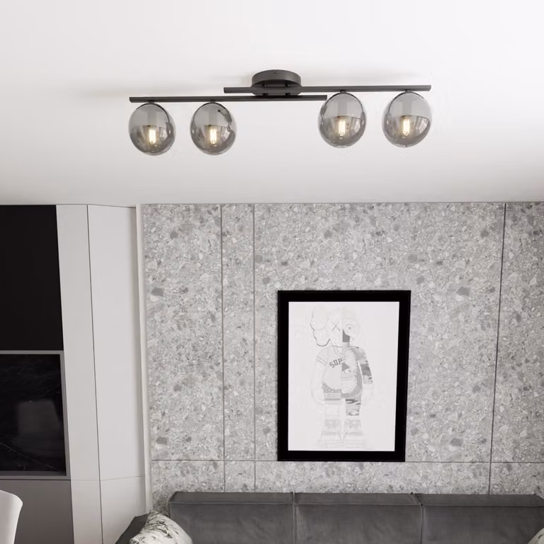 Lampada a sospensione KAIRO nera 4xE14x15W in metallo, dimensioni: 19x87x20 cm, IP20, Emibig