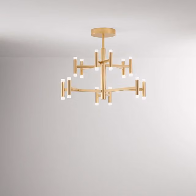 Plafoniera Contemporanea Candles Metallo Oro Spazzolato Acrilico Led 68W 3000K