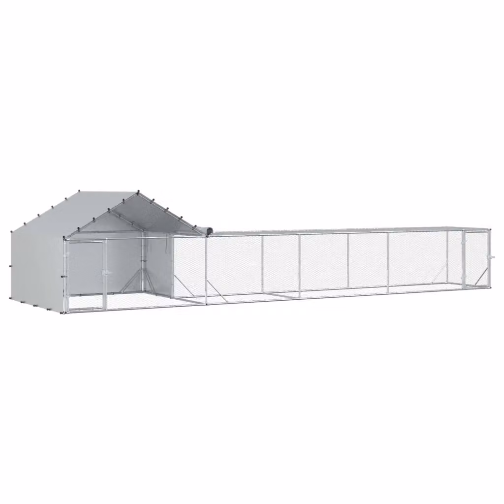 Set di 2 gabbie per galline con tetto e giardino in acciaio zincato color argento Videx – 2