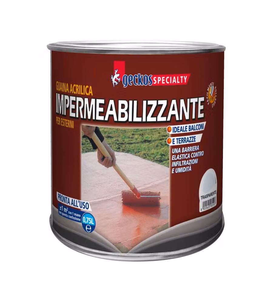 Geckos Guaina Acrilica Impermeabilizzante - Trasparente - 750 ml