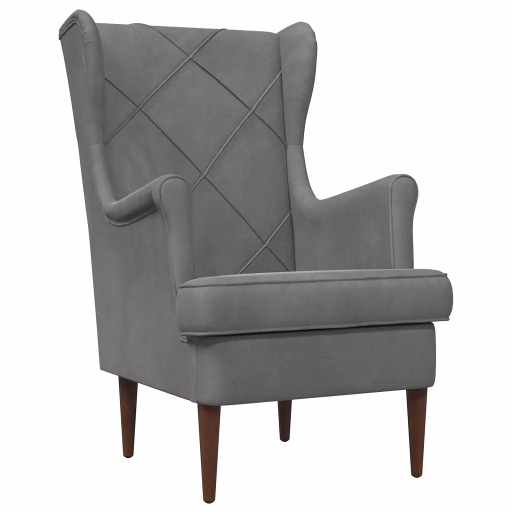Poltrona Relax Moderna in Velluto Grigio con Braccioli e Struttura in Legno e Metallo – 2