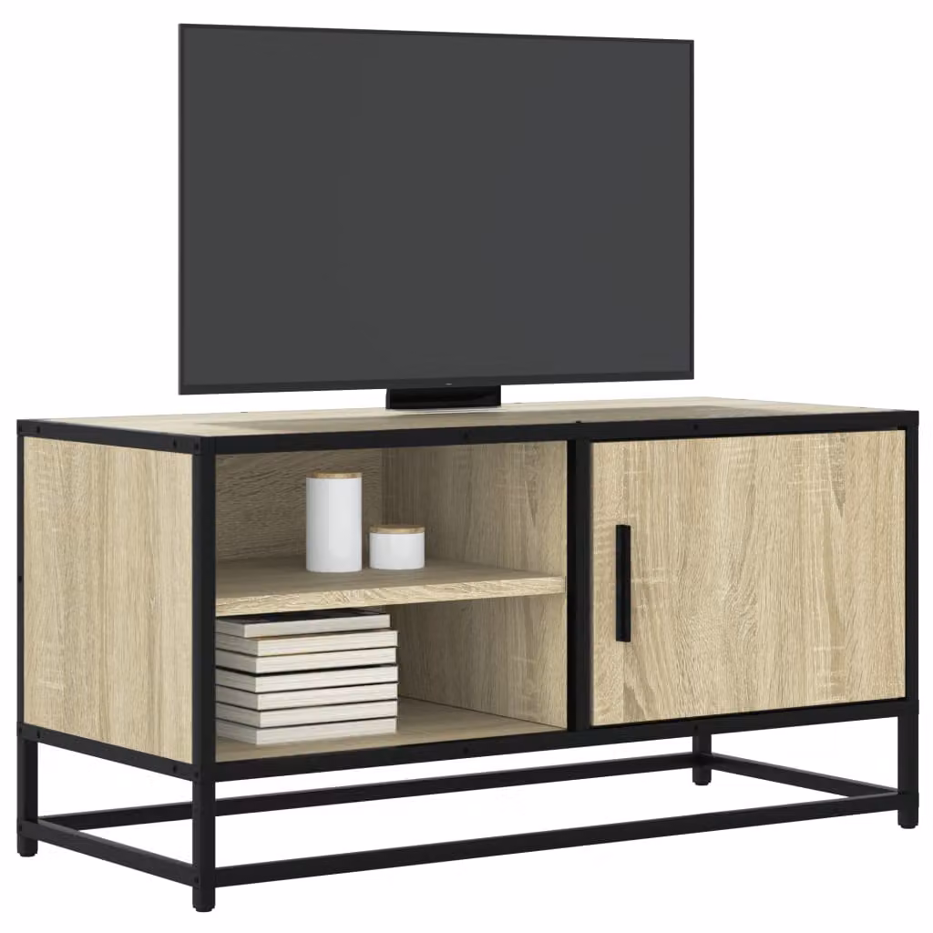 Mobile TV vidaXL in stile industriale, Rovere Sonoma e Metallo, marrone, L: 80 cm, P: 34,5 cm, H: 40 cm