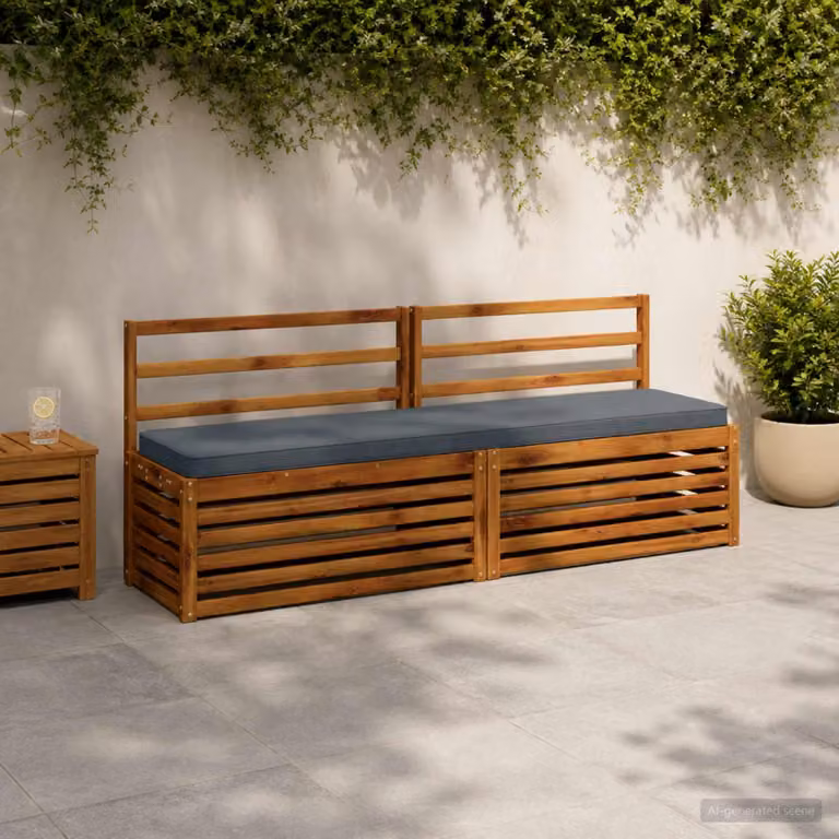 Set di 2 cuscini per panchina vidaXL VUGHT in poliestere blu con rivestimento rimovibile e resistente ai raggi UV
