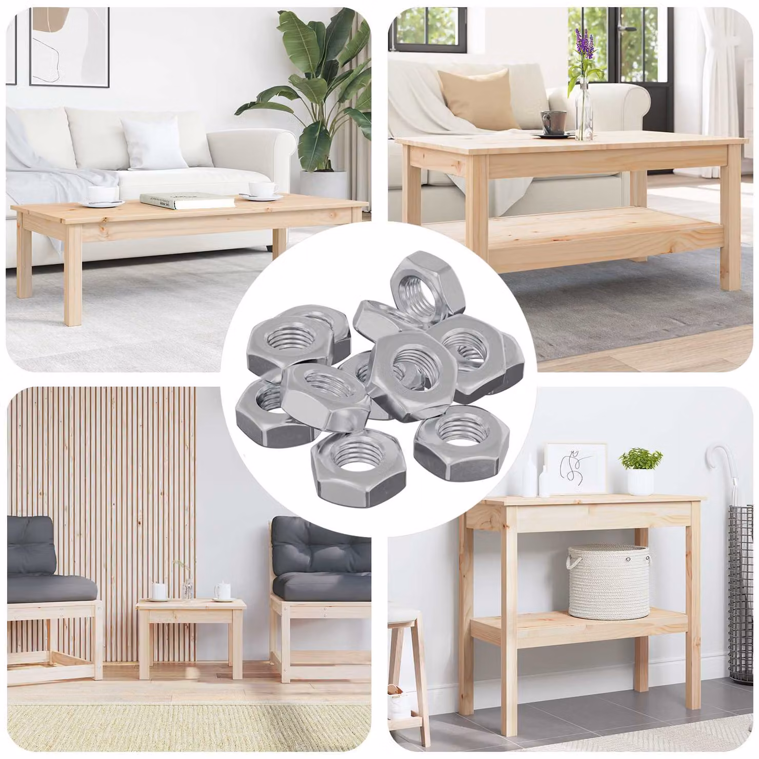 Set di 12 dadi esagonali vidaXL in acciaio zincato argento M8
