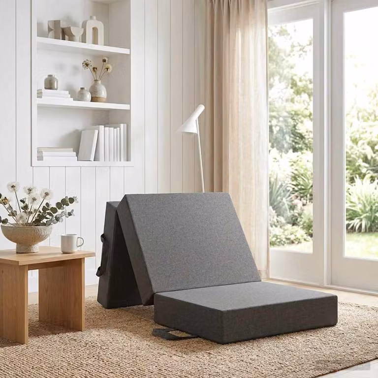 vidaXL Divano Letto Pieghevole Moderno in Tessuto Grigio L: 75 cm, P: 67 cm, H: 45 cm