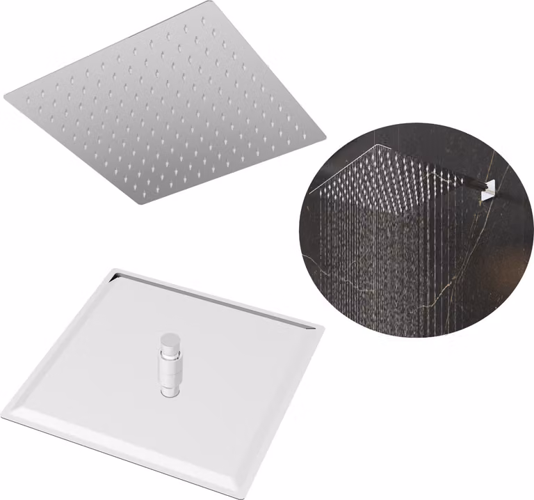 Granitan - Soffione doccia - Doccia a pioggia 30x30 cm - Doccia cromato - ugelli anticalcare - SLIM