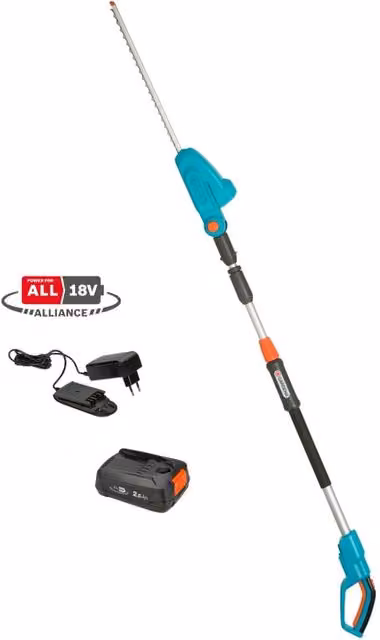 Tagliasiepi telescopico a batteria Gardena THS 42-18V P4A verde con lama a doppia testa da 42 cm e batteria ricaricabile