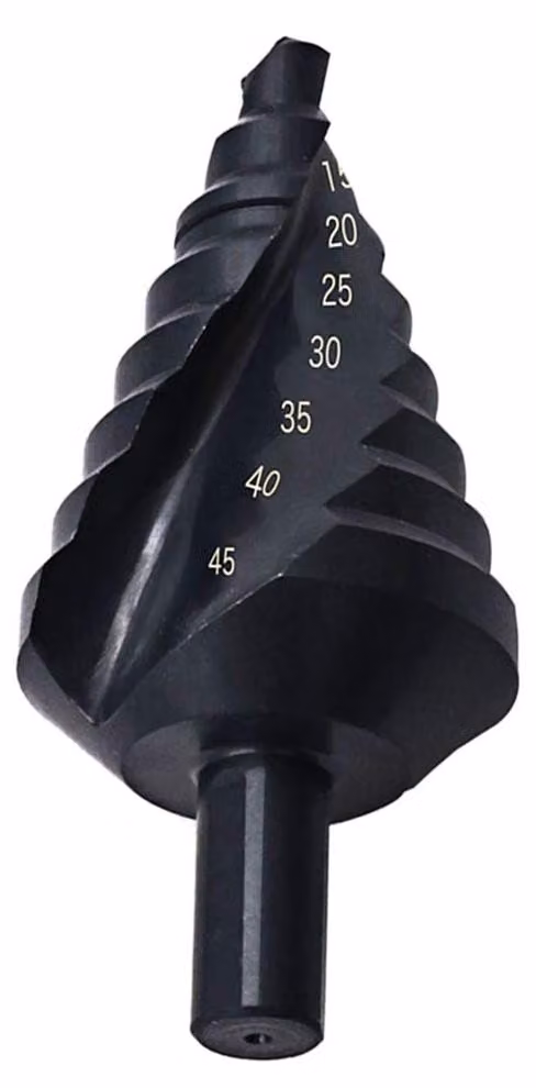 Set di punte da trapano a gradoni in HSS, da 10 a 45 mm, con gambo triangolare, per metallo e plastica