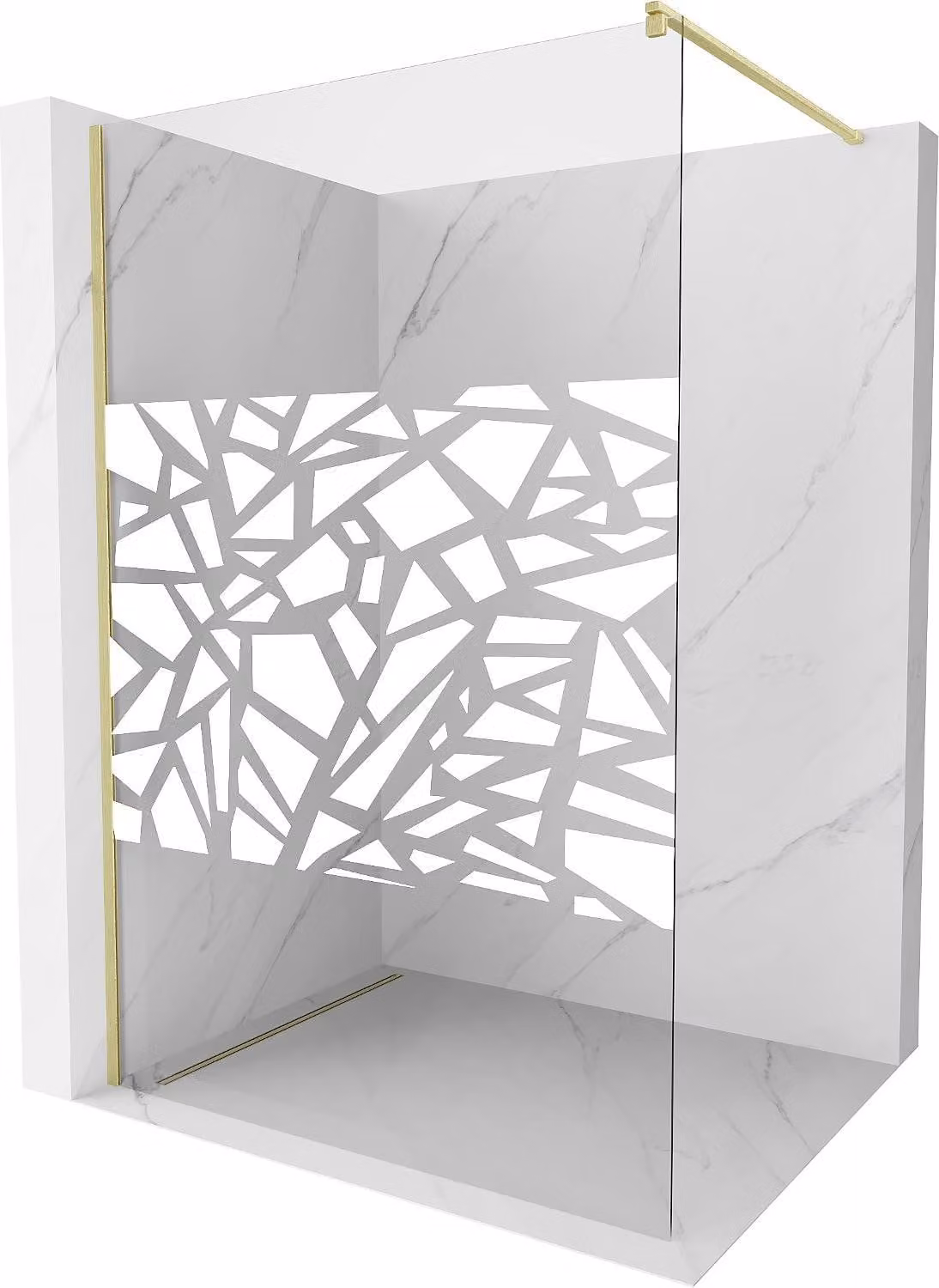 Mexen Kioto parete doccia Walk-in 70 x 200 cm, motivo bianco 8 mm, oro spazzolato - 800-070-101-55-85