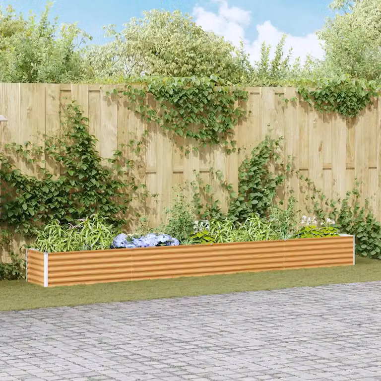 Letto rialzato da giardino vidaXL in acciaio galvanizzato Marrone Chiaro L: 390 cm, P: 50 cm, H: 36 cm