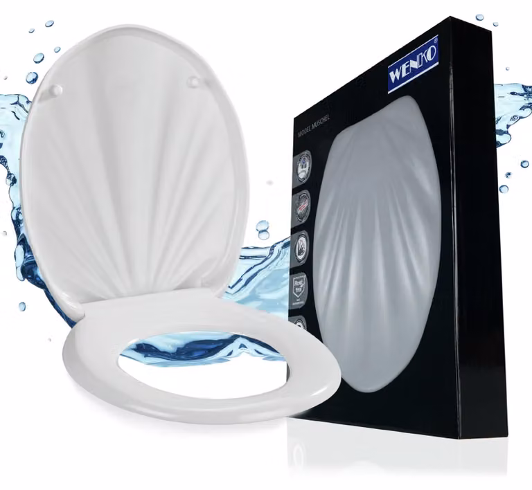 WENKO Premium WC SEAT MUSCHEL copriwater copriwater con meccanismo di chiusura morbida bagno