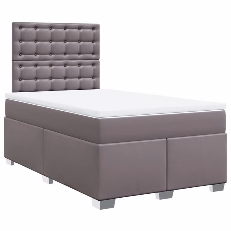 Giroletto a Molle con Materasso Grigio 120x200 cm in Pelle finta