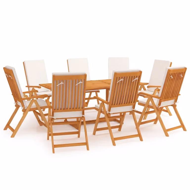 The Living Store Set da pranzo da giardino 9 pezzi con cuscini in teak massiccio