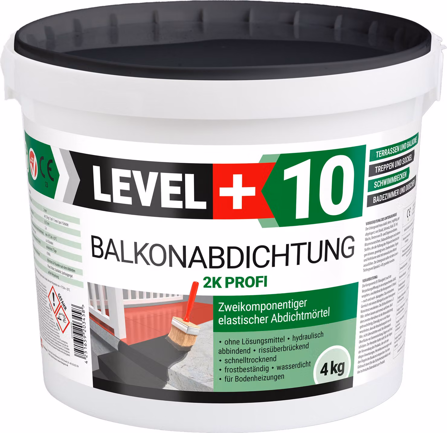 Impermeabilizzazione di balconi 2K, 4 kg, terrazze, balconi, cantine, docce, bagni, piscine, impermeabilizzazione di boiacche, impermeabilizzazione RM10