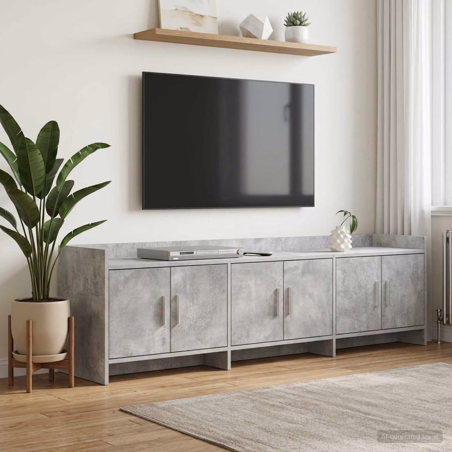 Mobile TV vidaXL moderno in grigio cemento e legno ingegnerizzato L: 168 cm, P: 33 cm, H: 47 cm