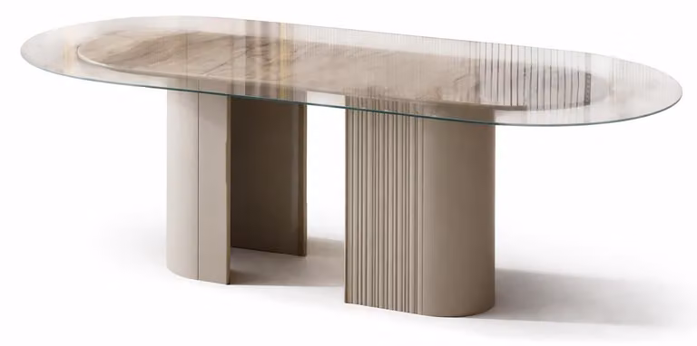 Tavolo da pranzo ed elegante: tavolo moderno con bordo in marmo e gambe a colonna