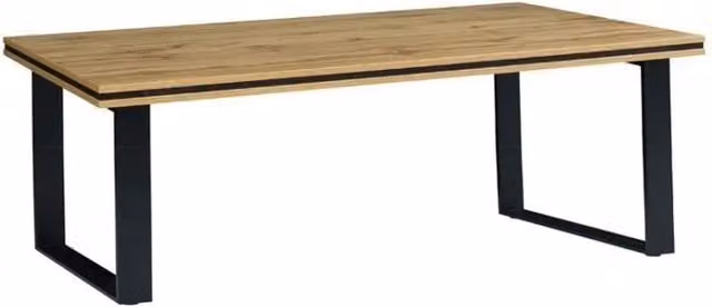 Tavolino basso MALAGA - Colori quercia Wotan e metallo - 135 x 70 x 45 cm