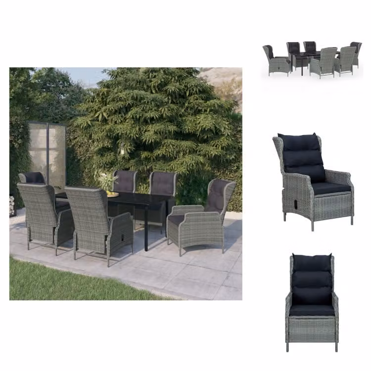 vidaXL set da pranzo da giardino 7 pezzi grigio chiaro - Set di mobili da giardino