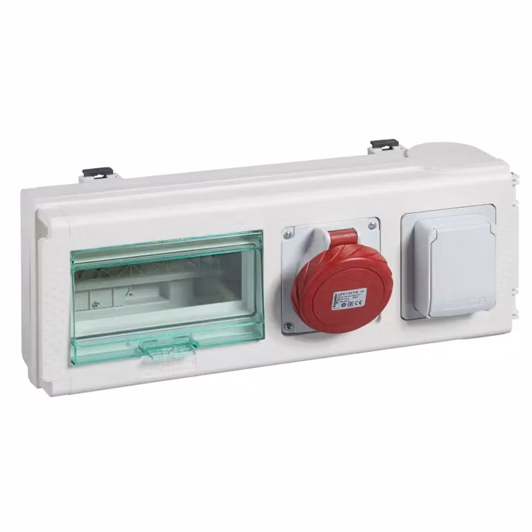 Adattatore di uscita Schneider Electric KN, 32 A, vuoto per 8 moduli + 1 Schuko + 1 CEE 5 poli 16 A KNB32CP15D
