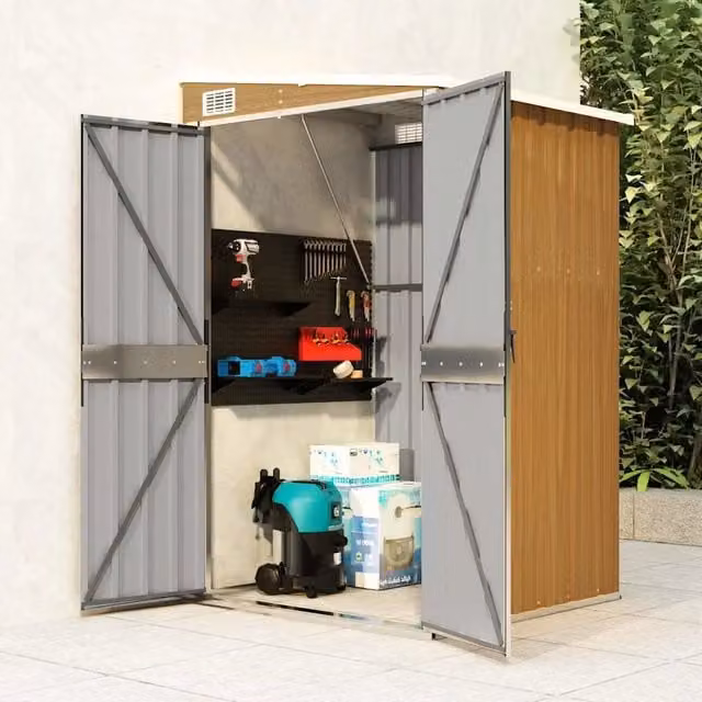 Capanno Giardino a Parete Marrone 118x100x178cm Acciaio Zincato 316220