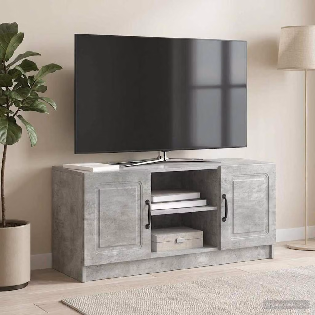 Mobile TV moderno vidaXL in legno MDF grigio, L 102 x P 34,5 x H 47 cm