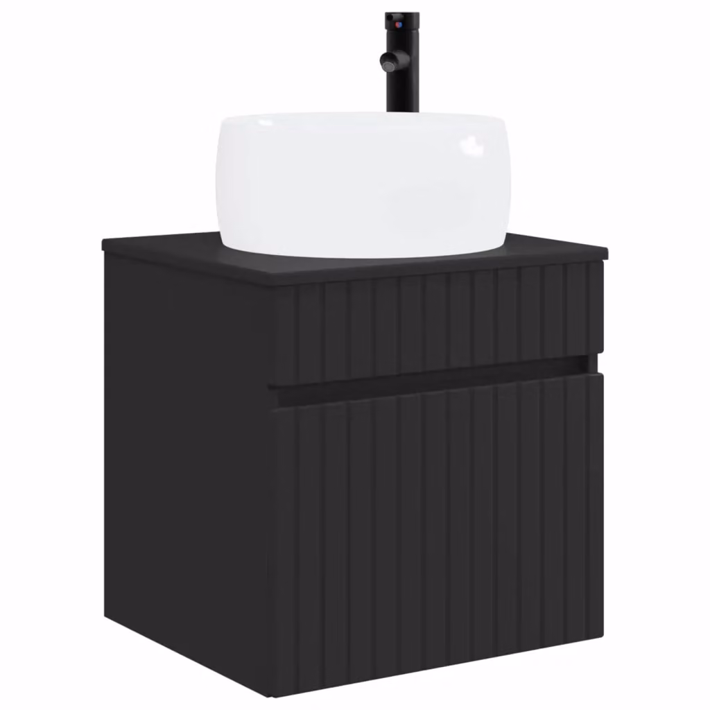 Mobile lavabo da parete vidaXL Nero Opaco L: 49 cm, P: 44,5 cm, H: 66 cm – 2