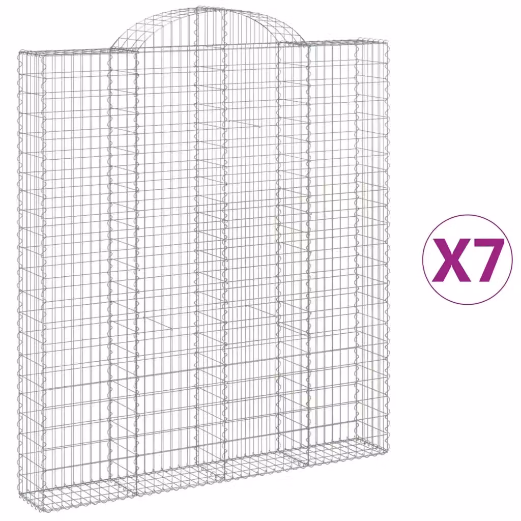Set di 7 Cesti Gabbioni ad Arco Videx in Acciaio Zincato Argento L: 200 cm, P: 30 cm, H: 220/240 cm – 2