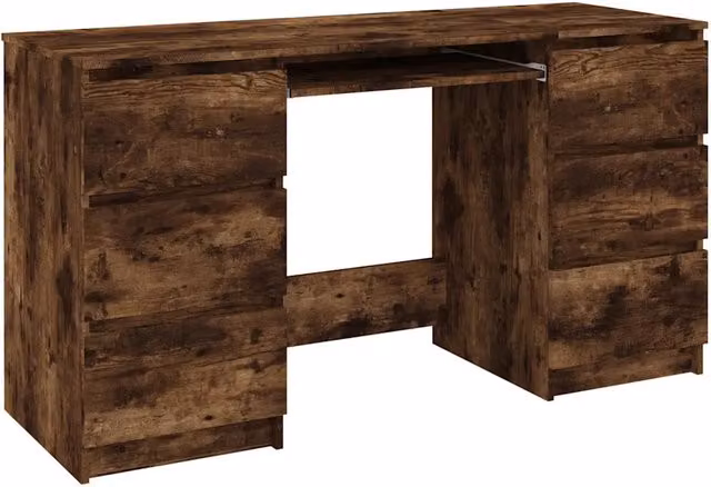 Scrivania da ufficio minimalista in legno rovere color marrone L: 140 cm, P: 50 cm, H: 77 cm – 1