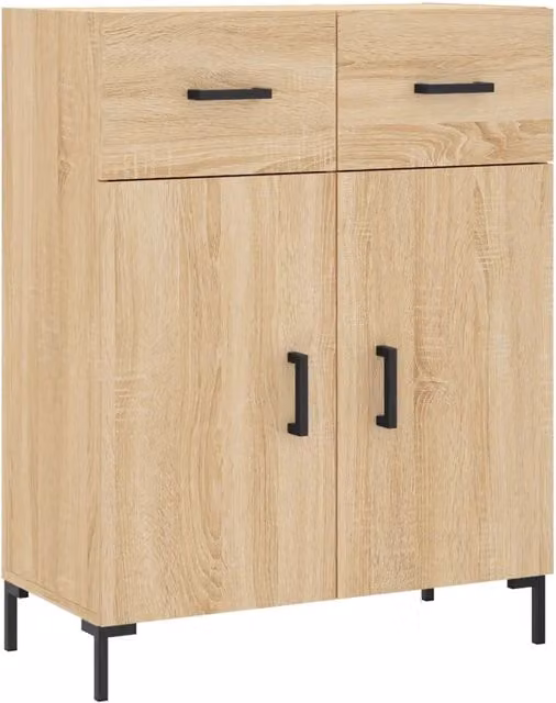 Credenza Buffet da pranzo moderna in Rovere Sonoma e legno multistrato, colore marrone, L 69,5 cm x P 34 cm x H 90 cm