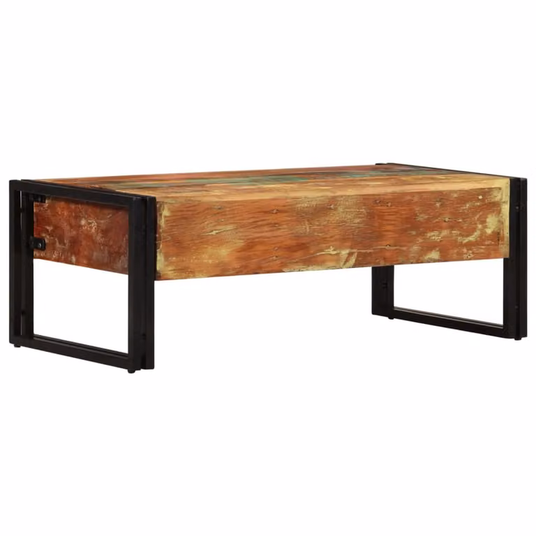 Tavolino con 3 Cassetti in Massello Recuperato 100x50x35cm