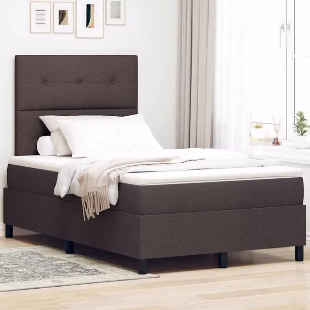 Letto a molle con testiera vidaXL in tessuto marrone L: 120 cm, P: 200 cm