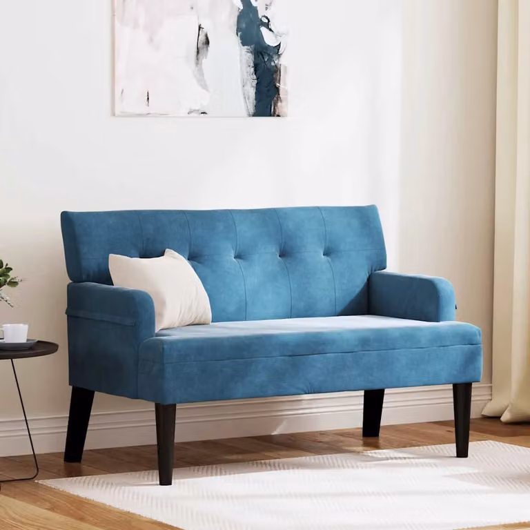 Panca Chesterfield vidaXL in velluto blu, L 112 x P 65,5 x H 75 cm