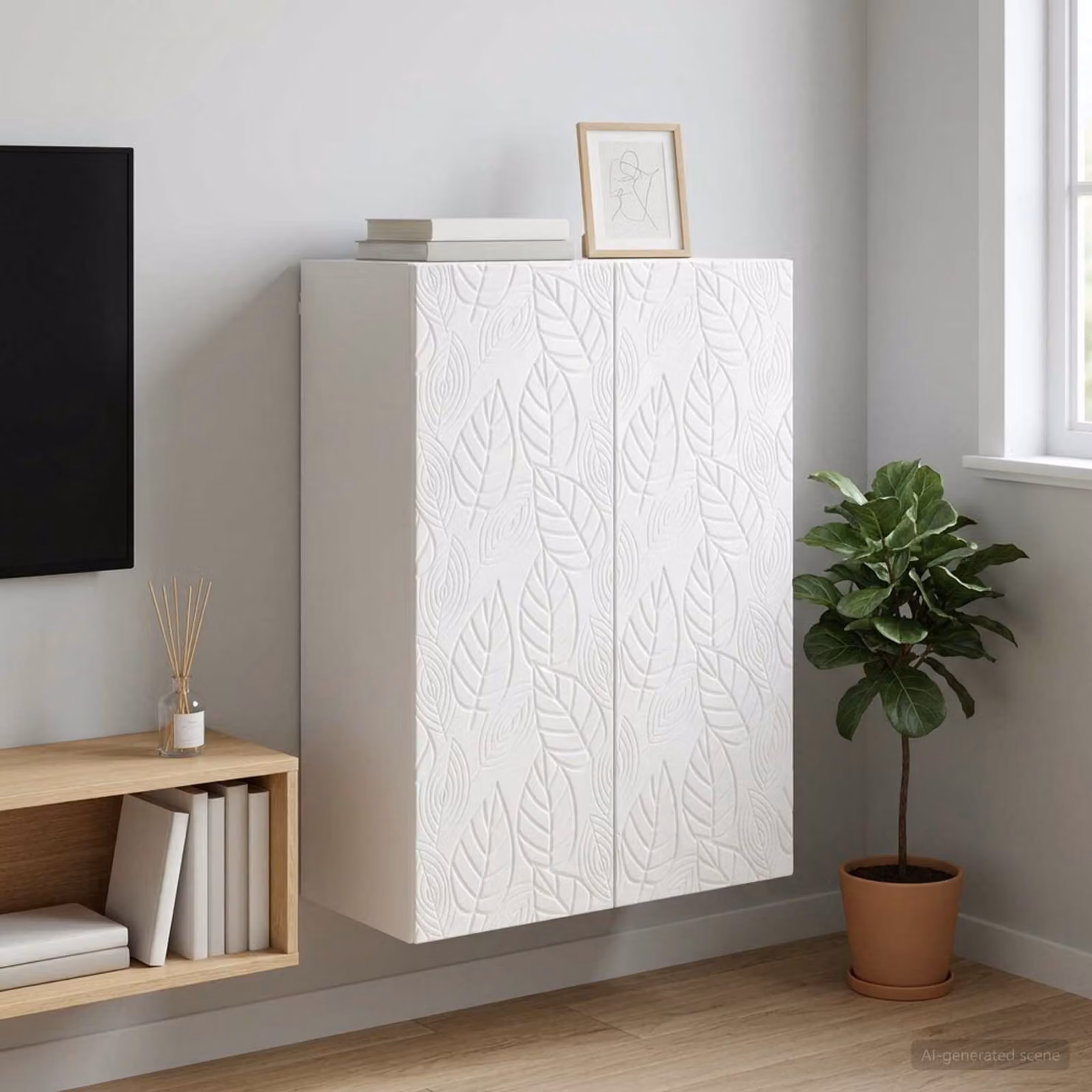 Mobiletto a muro moderno vidaXL in MDF bianco lucido L: 66 cm, P: 34,5 cm, H: 90 cm