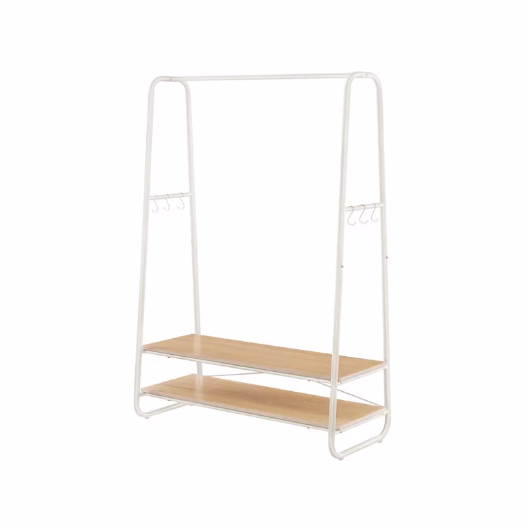 VASAGLE Stand Appendiabiti da Terra, Rovere + Bianco Crema