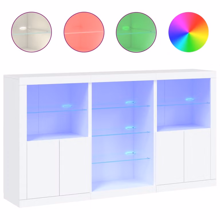 Credenza con Luci LED Bianca 181,5x37x100 cm