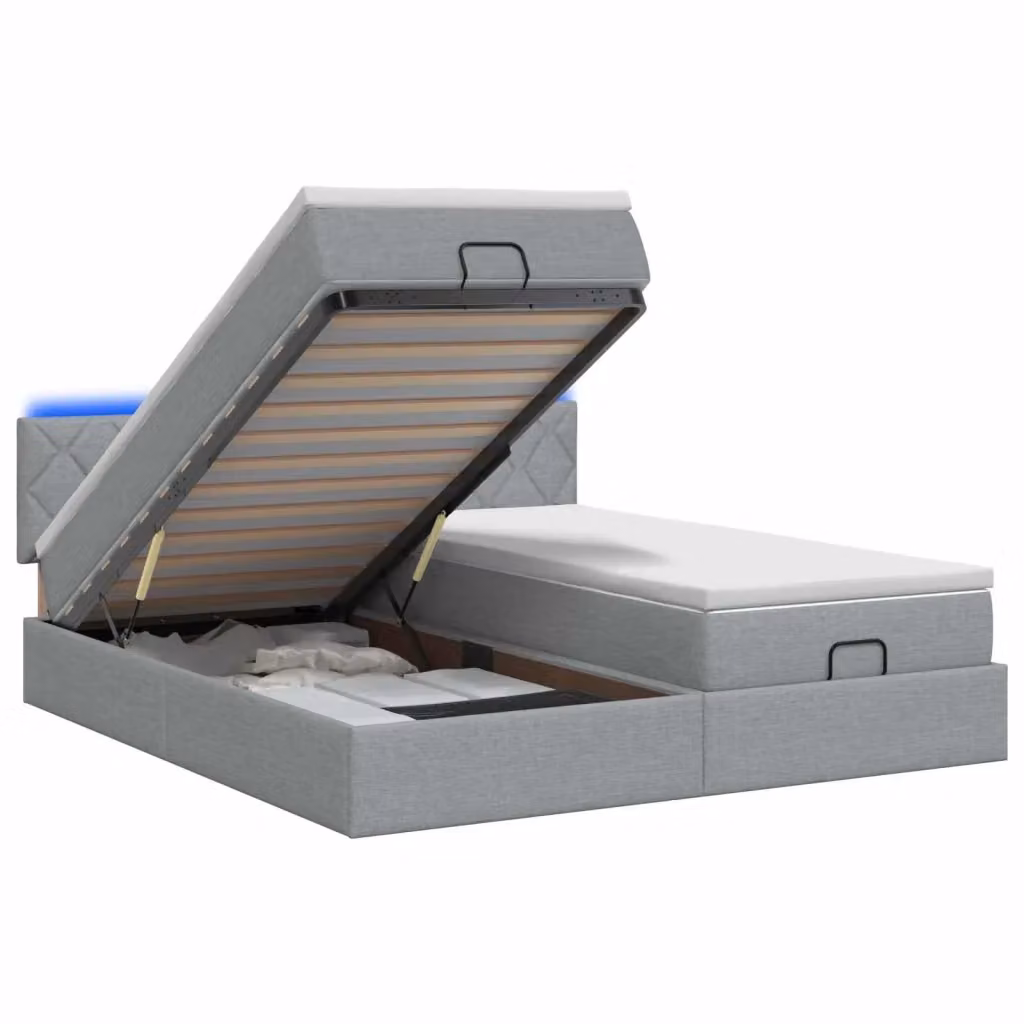 Letto Ottomano con Materasso e Illuminazione LED vidaXL Grigio e Bianco L/P/H: 203 x 160 x 88 cm – 2