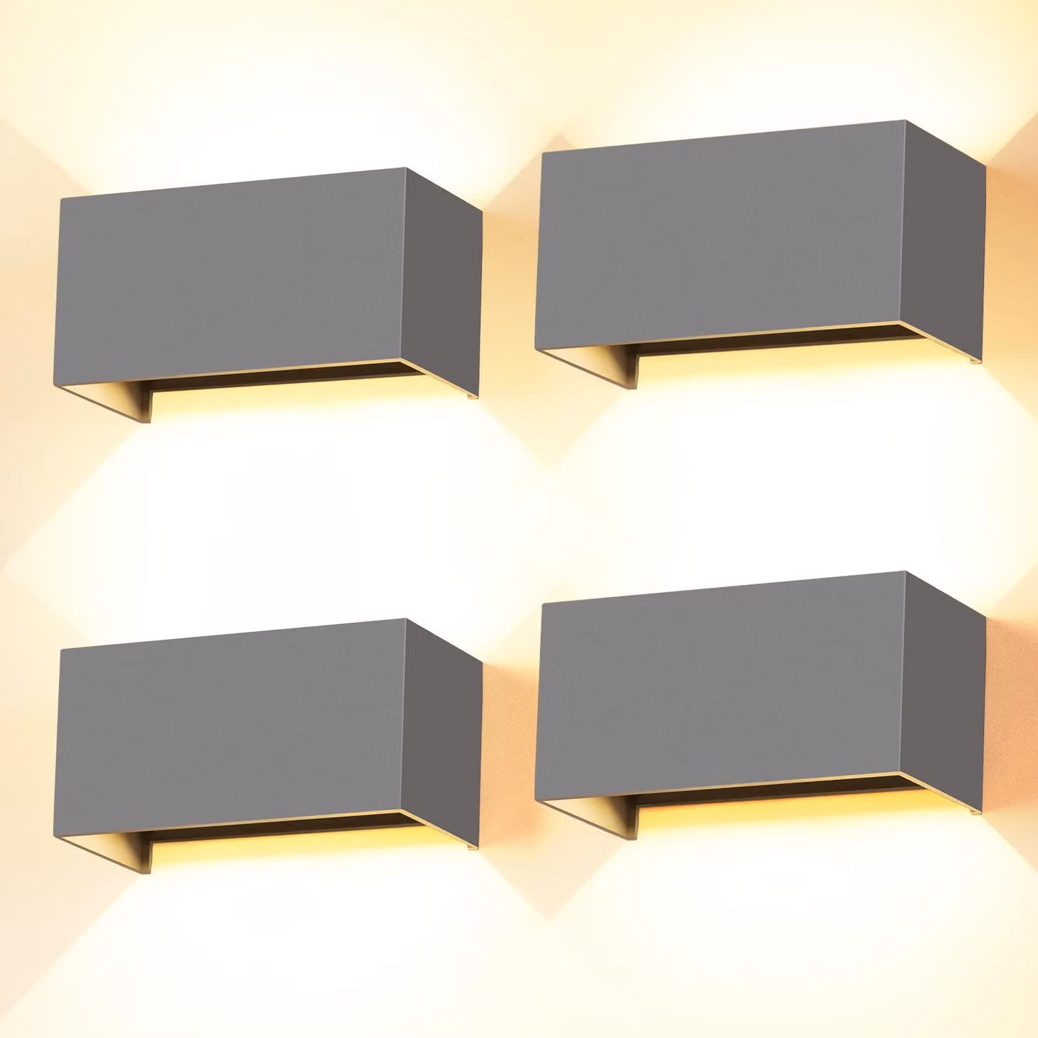 Set di 4 lampade a LED da parete, 24W, 3000K, grado di protezione IP65, regolabili
