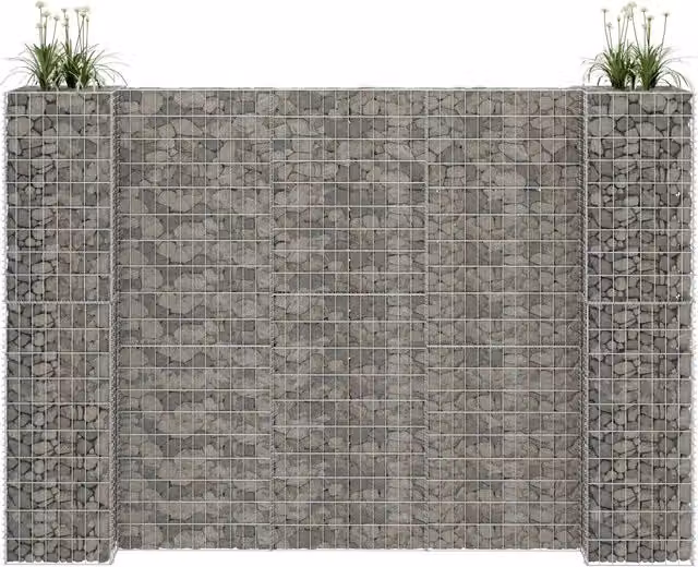 Fioriera a gabbione Design Mania in filo di acciaio grigio, L: 260 cm, P: 40 cm, H: 180 cm