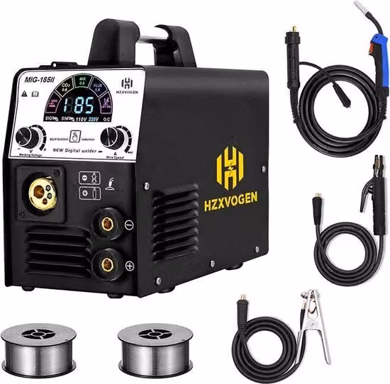 Saldatrice Multifunzione Hzxvogen 5 in 1 MIG/TIG/ARC/MMA/MAG Nero con Set 2