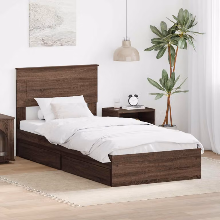 Letto con contenitore e cassetto vidaXL in legno Rovere Marrone L 190 x P 75 x H 90 cm